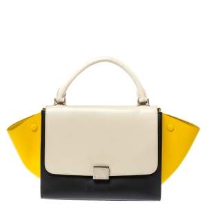 Pre Owned Celine Tricolor Leather Small Trapeze Bag