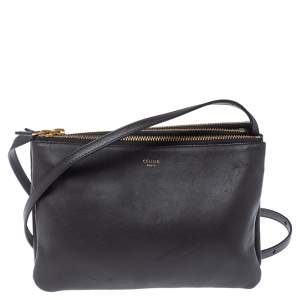Pre Owned Celine Dark Grey Leather Trio Shoulder Bag