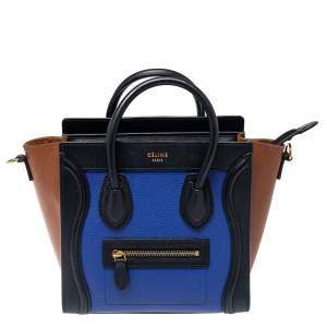 Pre Owned Celine Tri Color Leather Nano Luggage Tote