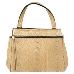 Pre Owned Celine Beige Python Medium Edge Bag