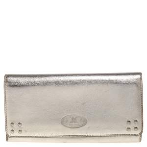 Celine Metallic Gold Leather Flap Continental Wallet 