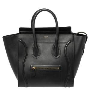 Pre Owned Celine Black Leather Mini Luggage Tote