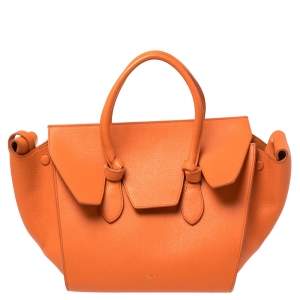 Pre Owned Celine Burnt Orange Leather Mini Tie Tote