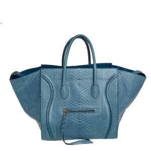 Pre Owned Celine Blue Python Medium Phantom Luggage Tote