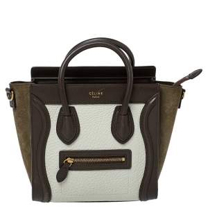 Pre Owned Celine Tri Color Leather and Nubuck Nano Luggage Tote