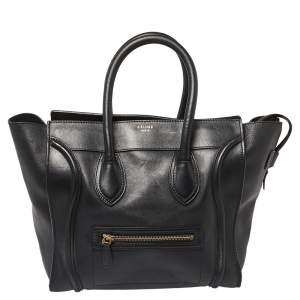 Pre Owned Celine Black Leather Mini Luggage Tote
