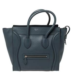 Pre Owned Céline Blue Leather Mini Luggage Tote