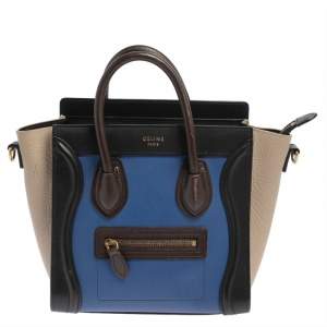 Pre Owned Céline Tri Color Leather Nano Luggage Tote