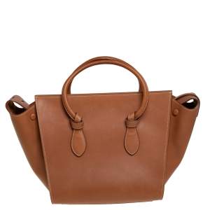 Pre Owned Celine Tan Leather Mini Tie Tote