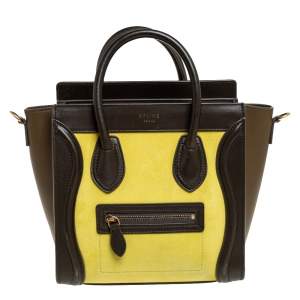 Pre Owned Celine Tri Color Leather and Nubuck Nano Luggage Tote