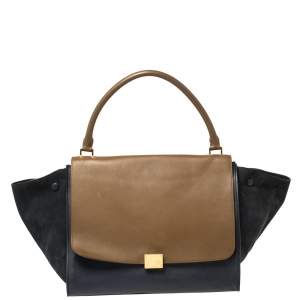 Pre Owned Celine Tri Color Leather and Suede Large Trapeze Bag