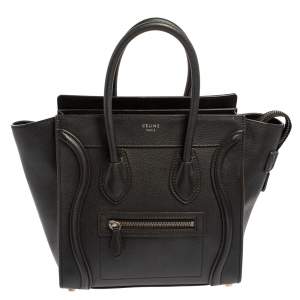 Pre Owned Céline Black Leather Micro Luggage Tote