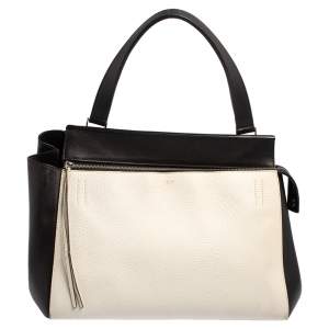Celine Black/White Leather Medium Edge Top Handle Bag