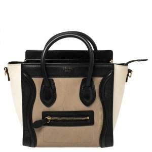 Pre Owned Céline Tri Color Leather Nano Luggage Tote