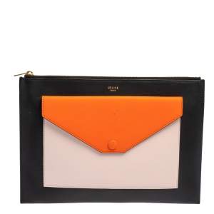Pre Owned Celine Tri Color Leather Pocket Envelope Clutch