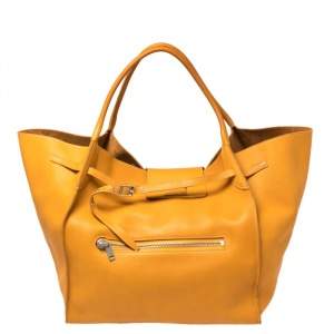 Pre Owned Celine Mustard Leather Large Big Bag 
