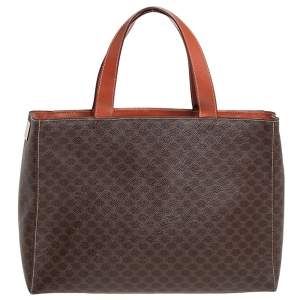 Pre Owned  Celine Brown/Tan Macadam Coated Canvas and Leather Tote