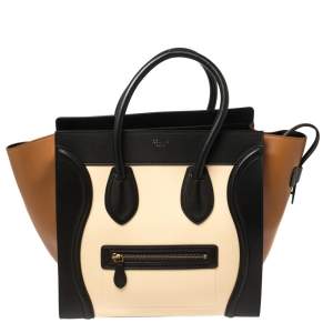 Pre Owned Celine Tricolor Leather Mini Luggage Tote 
