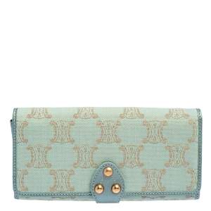 Pre Owned Céline Metallic Canvas Macadam Continental Wallet