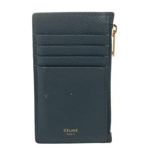 Pre Owned Celine Blue Leather Zip Card Holder