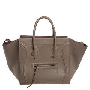 Pre Owned Celine Beige Leather Medium Phantom Luggage Tote