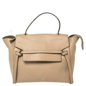 Pre Owned Celine Beige Leather Mini Belt Top Handle Bag