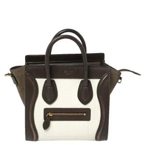 Pre Owned Celine Tricolor Leather Nano Luggage Tote 