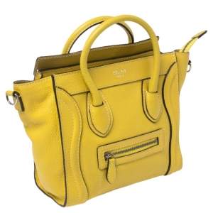 Pre Owned Céline Yellow Leather Nano Luggage Tote