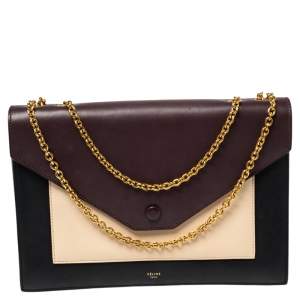 Pre Owned Celine Multicolor Leather Pocket Envelope Shoulder Bag