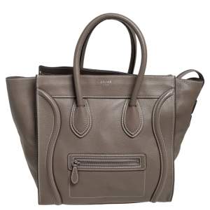 Pre Owned Celine Grey Leather Mini Luggage Tote 