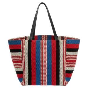 Pre Owned Celine Multicolor Striped Woven Canvas Phantom Cabas Tote