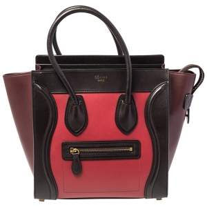 Pre Owned Celine Tri Color Leather Micro Luggage Tote