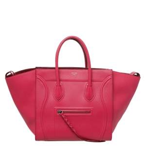 Pre Owned Celine Pink Leather Medium Phantom Luggage Tote