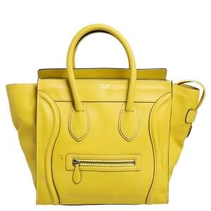 Celine Yellow Leather Mini Luggage Tote 