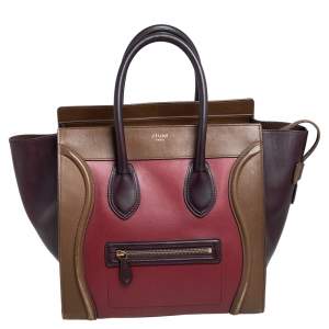 Pre Owned Celine Tri Color Leather Mini Luggage Tote