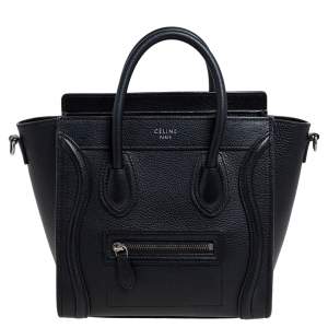 Pre Owned Céline Black Leather Nano Luggage Tote