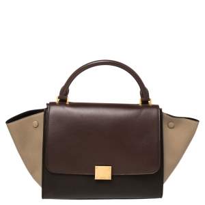 Pre Owned Celine Tri Color Leather Mini Trapeze Top Handle Bag