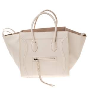 Pre Owned Celine Cream Leather Medium Phantom Luggage Tote