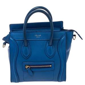 Pre Owned Céline Blue Leather Nano Luggage Tote
