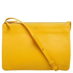 Celine Yellow Leather Large Trio Crossbody Bag