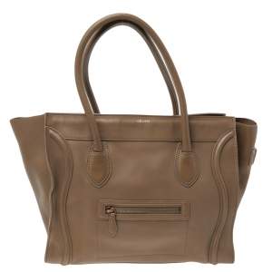 Pre Owned Celine Beige Leather Shoulder Luggage Tote