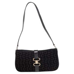 Pre Owned Celine Black Suede And Leather Macadam Shoulder Bag