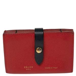 Pre Owned Celine Red Leather Accordeon Card Holder