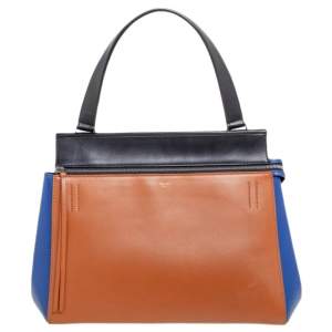 Pre Owned Celine Multicolor Leather Medium Edge Top Handle Bag