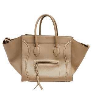 Pre Owned  Celine Beige Leather Medium Phantom Luggage Tote
