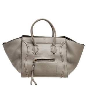 Pre Owned  Celine Grey Leather Medium Phantom Luggage Tote