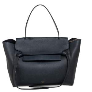 Pre Owned Celine Black Leather Small Belt Top Handle Bag