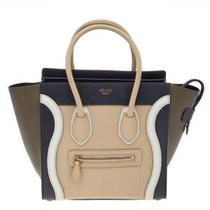 Pre Owned Celine Multicolor Leather Micro Luggage Tote