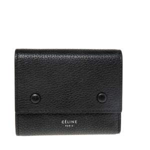 Celine Black Leather Small Trifold Wallet