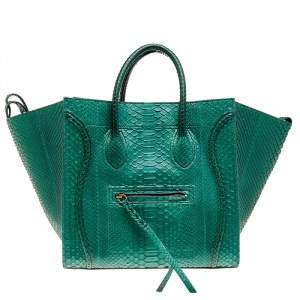 Pre Owned Celine Green Python Large Phantom Luggage Tote
